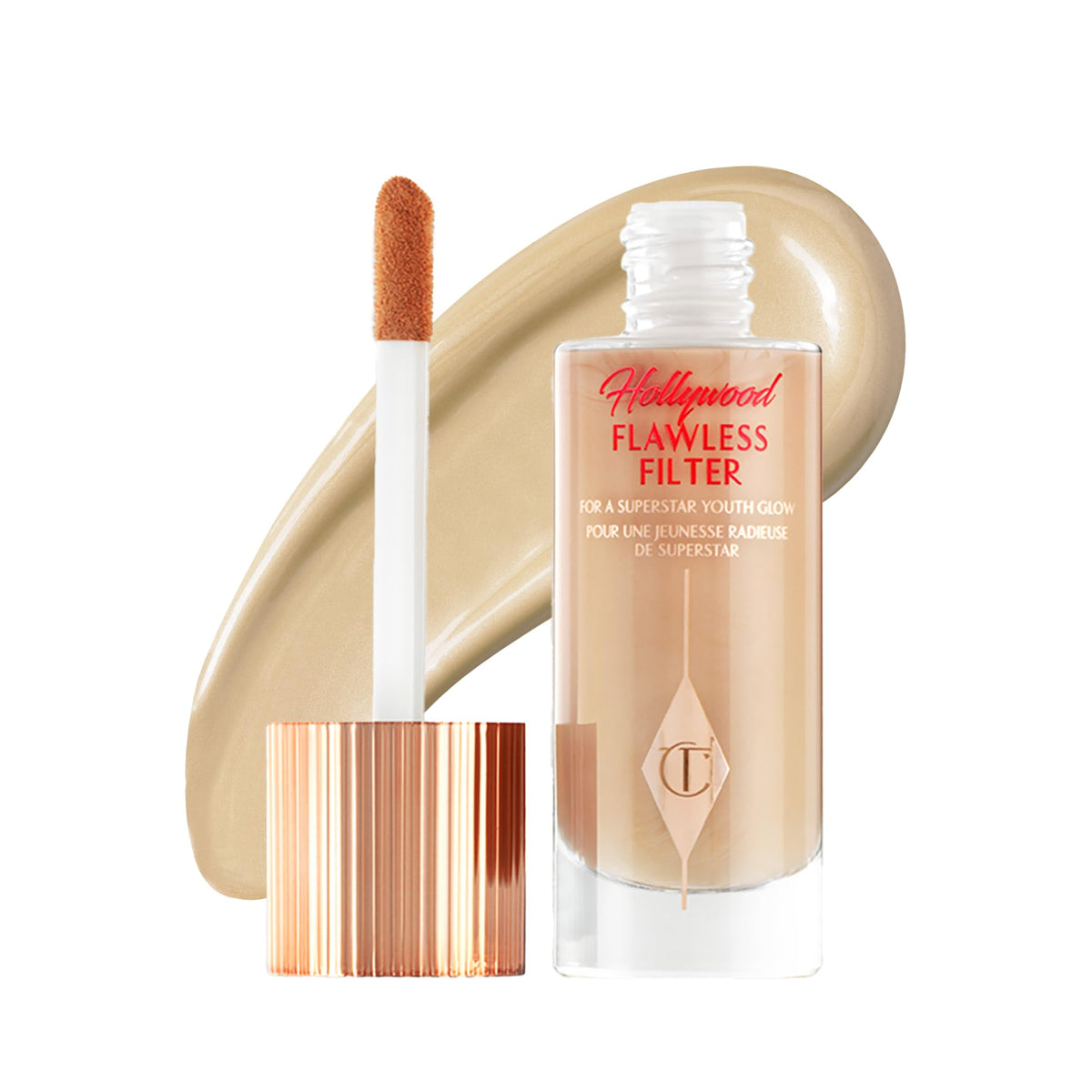 White Smoke Charlotte Tilbury Hollywood Flawless Filter - Multi‑Use Makeup Primer, Complexion Booster & Illuminating Liquid Highlighter with Sheer Coverage - Smooths & Blurs Skin