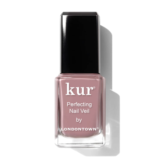 Black LONDONTOWN Perfecting Nail Veil, Sheer, Buildable Nail Tint Plus Nail Strengthener, Hydrates & Conditions Nails, #3 Violet Mauve Tint, 0.4 Fl Oz