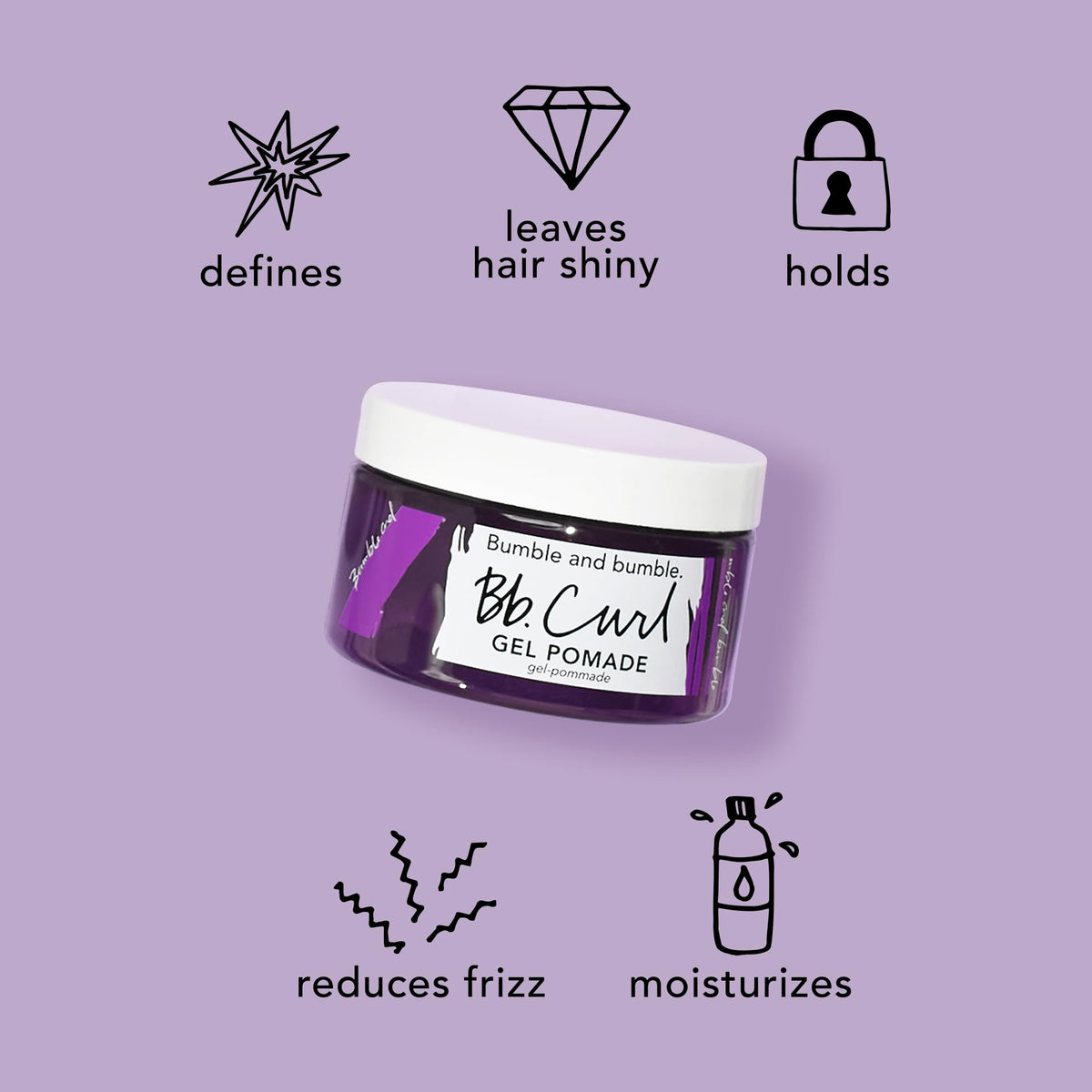 Gray Bumble and bumble. Curl Gel Pomade | Adds Shine and Definition to Coily, Curly, Wavy Hair | Anti Frizz | Adds Shine | With Jojoba, Avocado + Coconut Oil | Standard Size, 3.4 Fl Oz