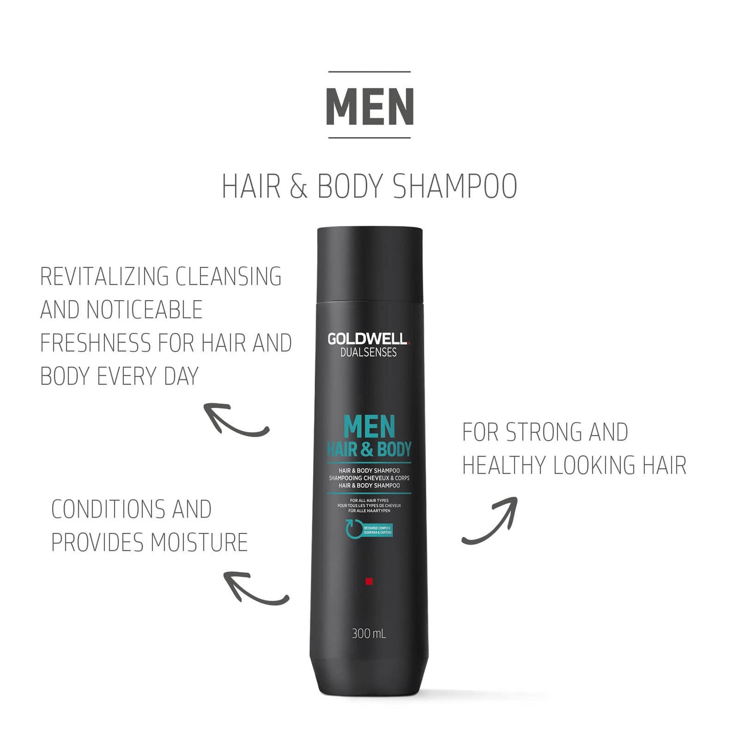 White Smoke Goldwell Dualsenses Men Hair and Body Shampoo 300ml, 10.1 oz