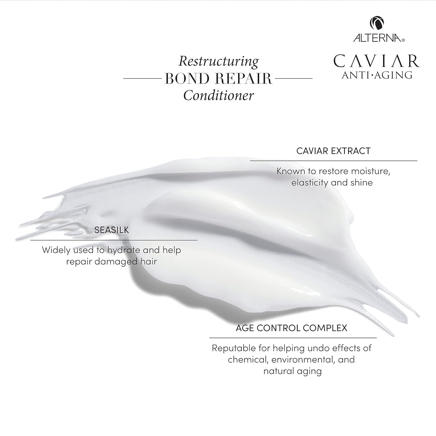 White Smoke Alterna Haircare CAVIAR Anti-Aging Restructuring Bond Repair Shampoo and Conditioner Bundle, 16.5 oz | For Brittle, Damaged Hair | Repairs, Strengthens and Protects Damaged Hair | Sulfate Free