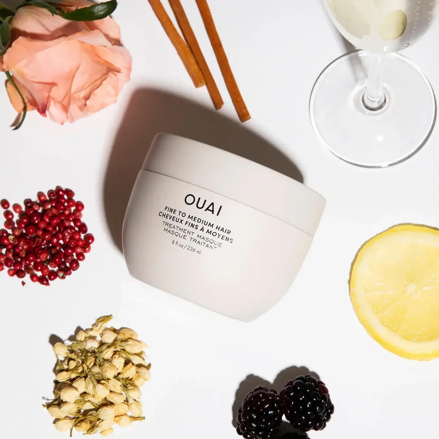 White Smoke OUAI Fine to Medium Hair Treatment Masque - Mask for Hair Repair, Hydration and Shine - With Shea Butter, Keratin and Panthenol - Paraben, Phthalate and Sulfate Free (3.4 Oz)