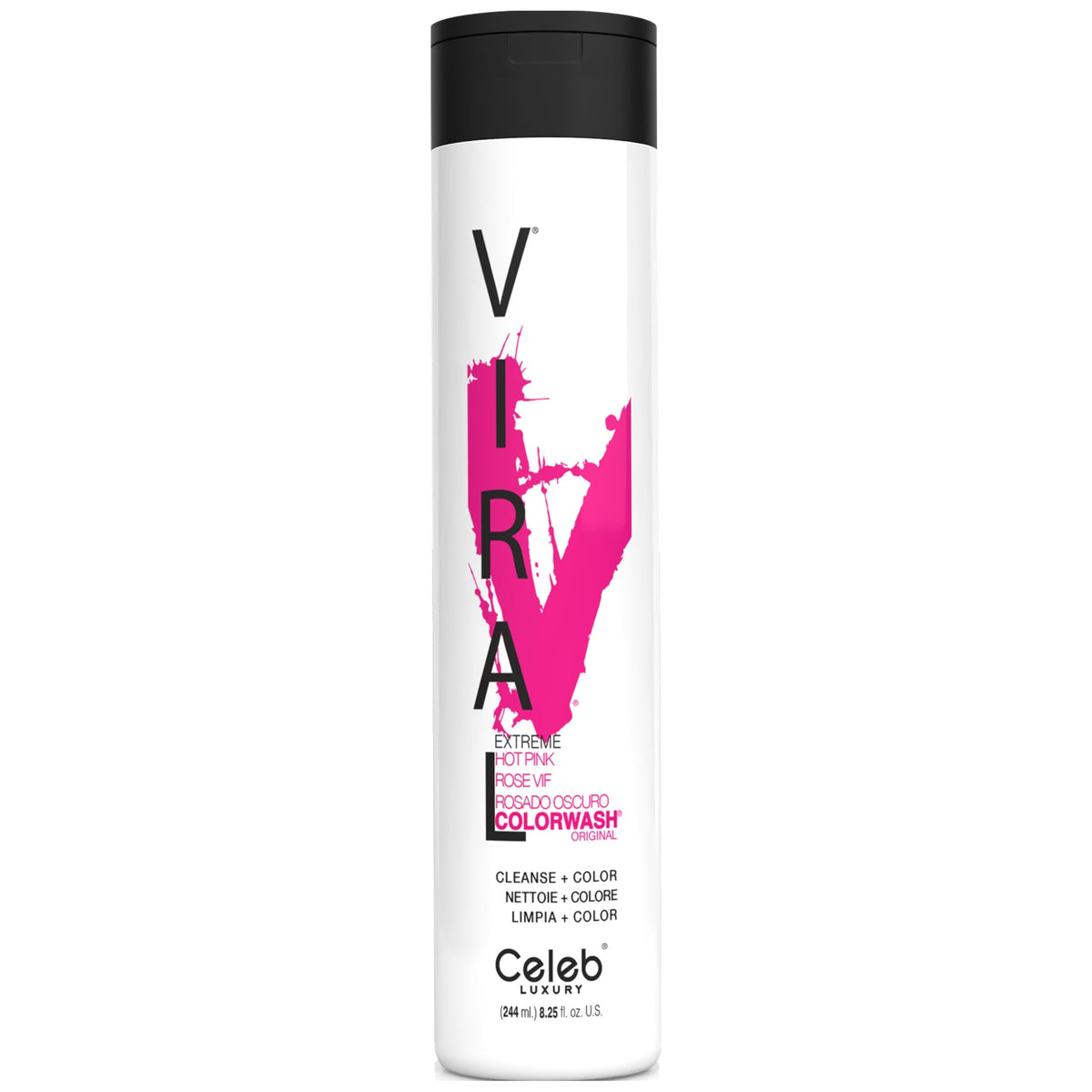 White Smoke Celeb Luxury Viral Colorwash, Professional Semi-Permanent Hair Color Depositing Shampoo, Hot Pink 8.25 Fl Oz (Pack of 1)