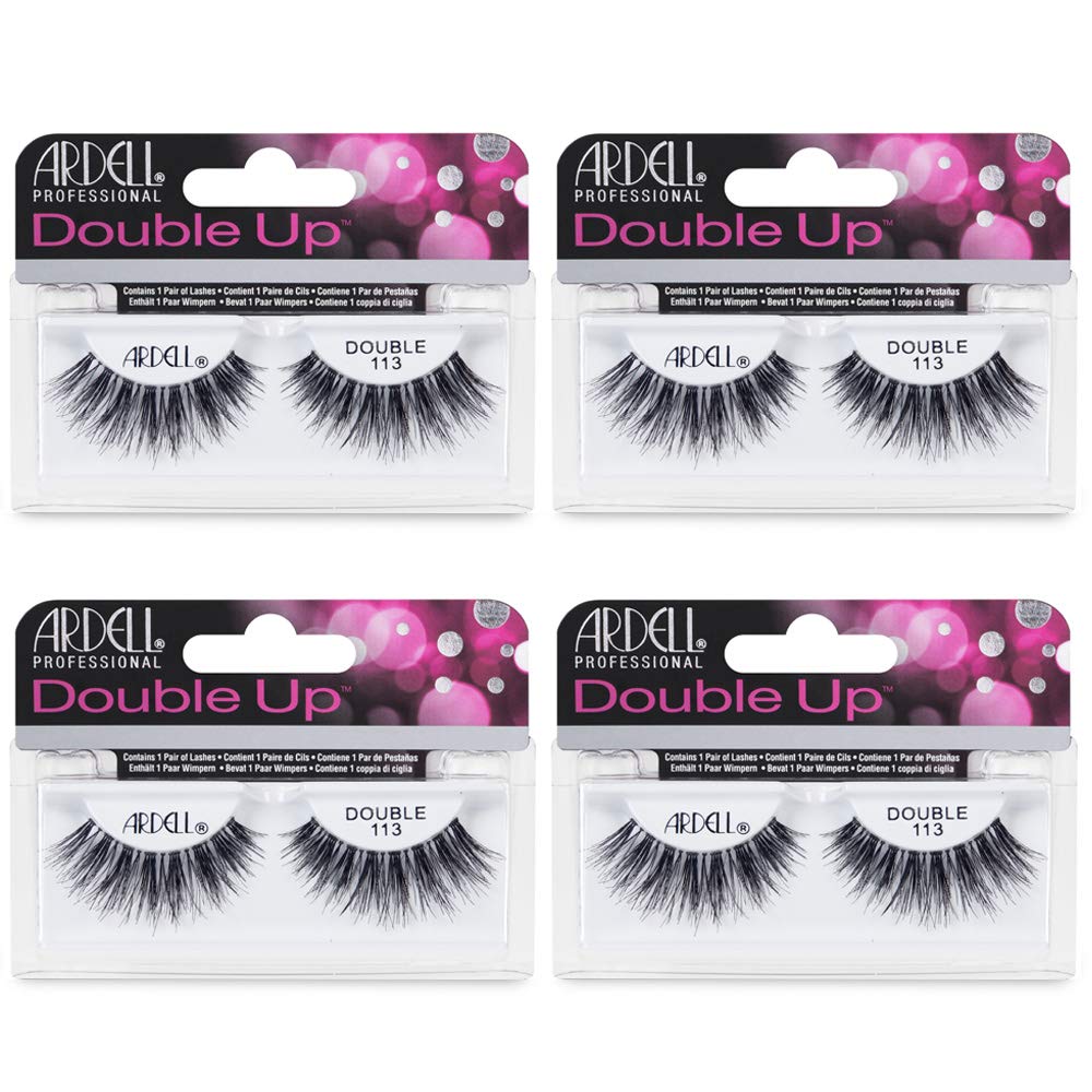Lavender Ardell False Eyelashes Double Up 113 - Reusable Dramatic Volume Lashes, Eye Makeup Beauty Enhancement, 4 Pack