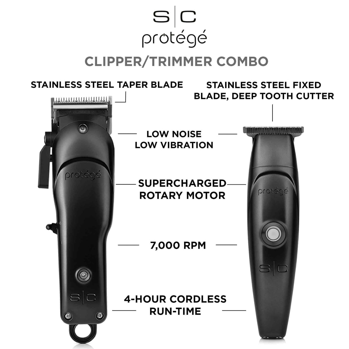 White Smoke STYLECRAFT Protégé Clipper & Trimmer Combo, Stainless Steel, USB