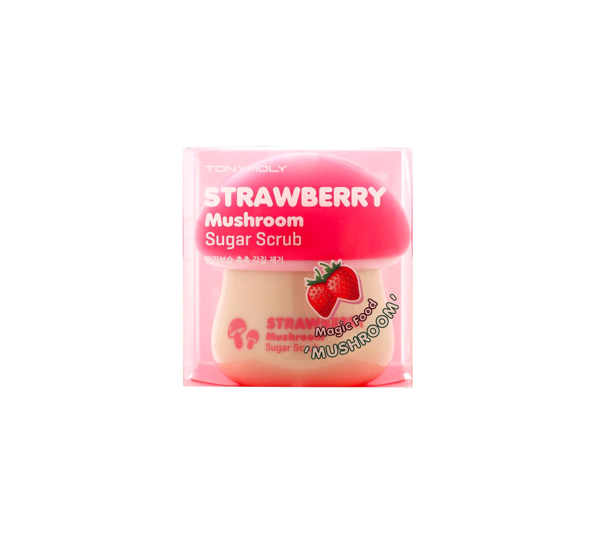 Pink TONYMOLY Strawberry Mushroom Sugar Scrub - Vitamin C, Antioxidant