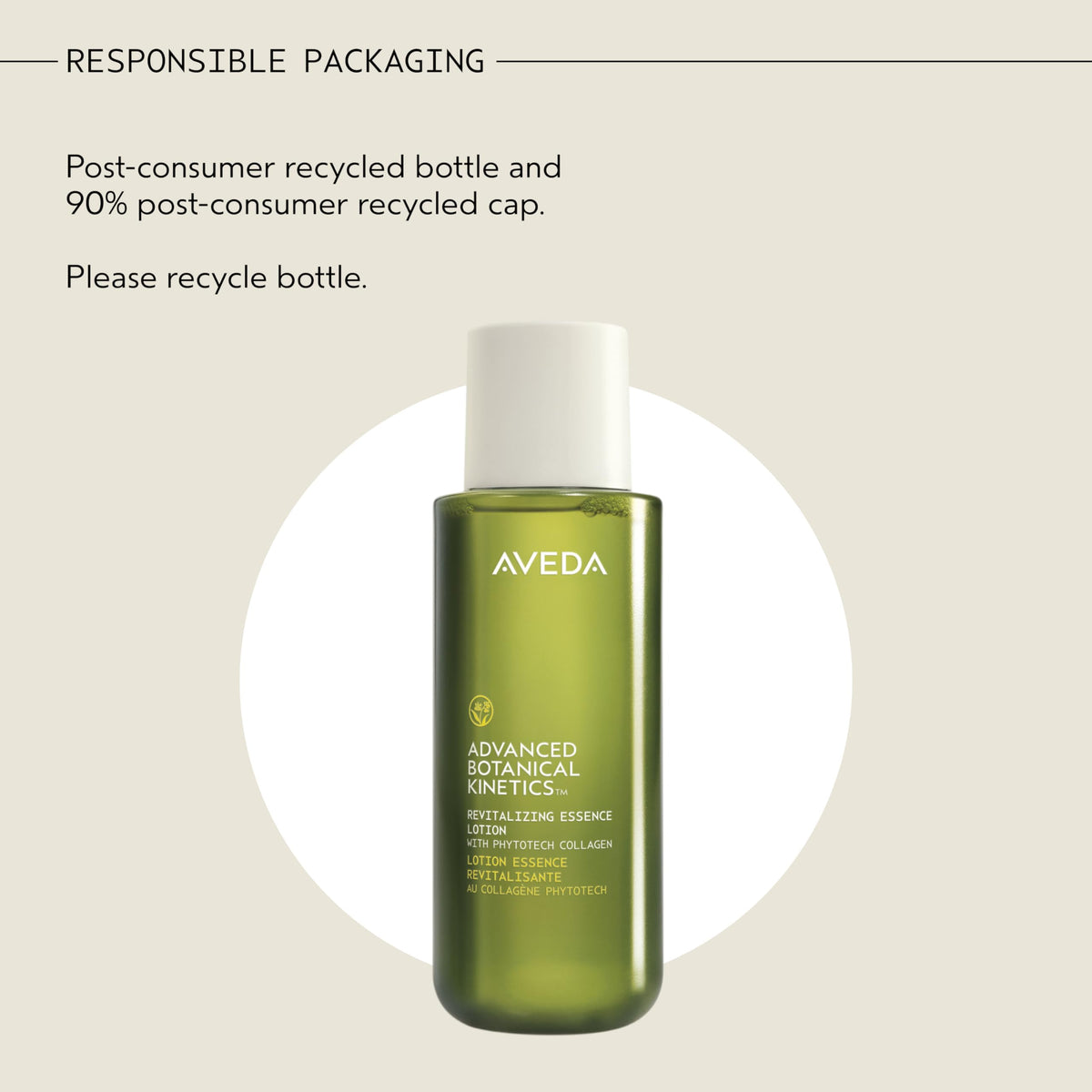 Antique White Aveda Advanced Botanical Kinetics Revitalizing Essence Lotion | Smooths skin and refines pores | Vegan | Full Size | 6.7 Fl Oz