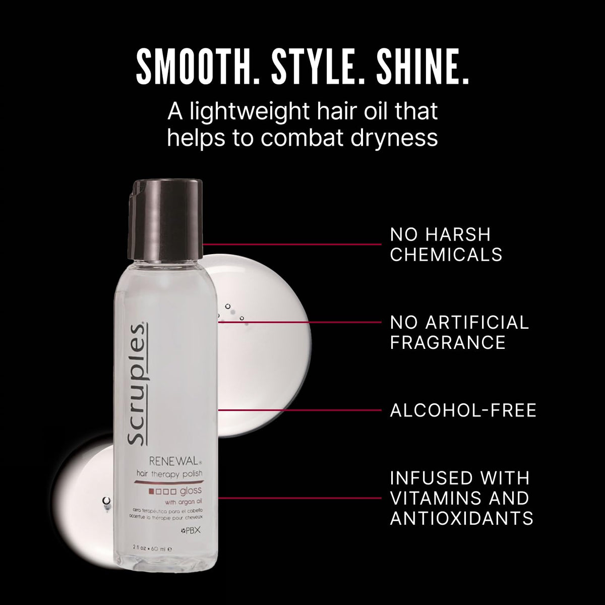 Black Scruples Renewal Hair Therapy Polish Gloss with Argan Oil 60 ml / 2 oz