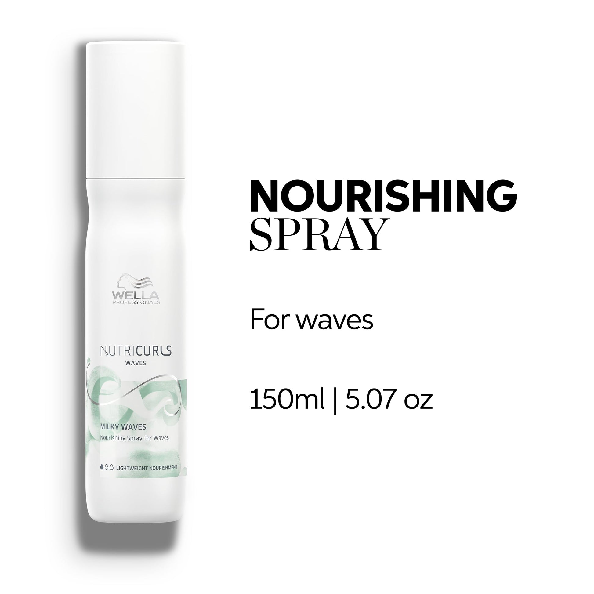 White Smoke Wella Professionals Nutricurls Milky Waves Nourishing Leave-In Spray for Wavy Hair | Manageability for Soft Alluring Waves | 24H Anti-Frizz Control | 5.07 Fl Oz