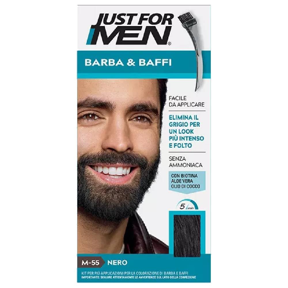 White Smoke JUST FOR MEN Color Gel Mustache & Beard M-55 Real Black 1 Each (Pack of 6)