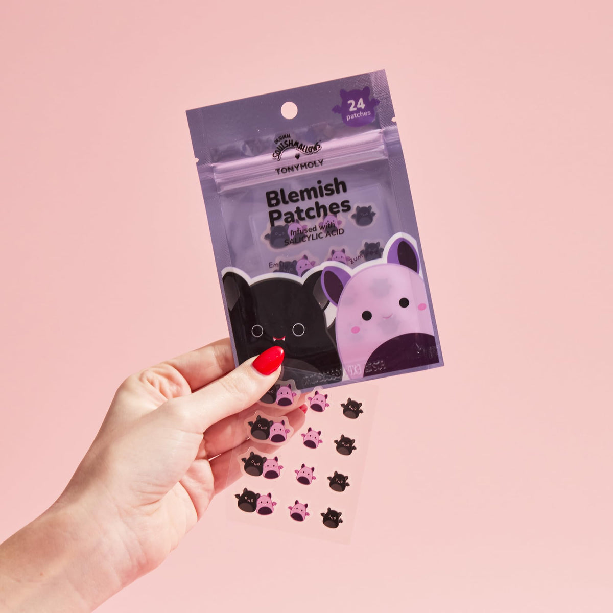 Pink TONYMOLY x Squishmallows Emily + Zumirez Hydrocolloid Blemish Patches
