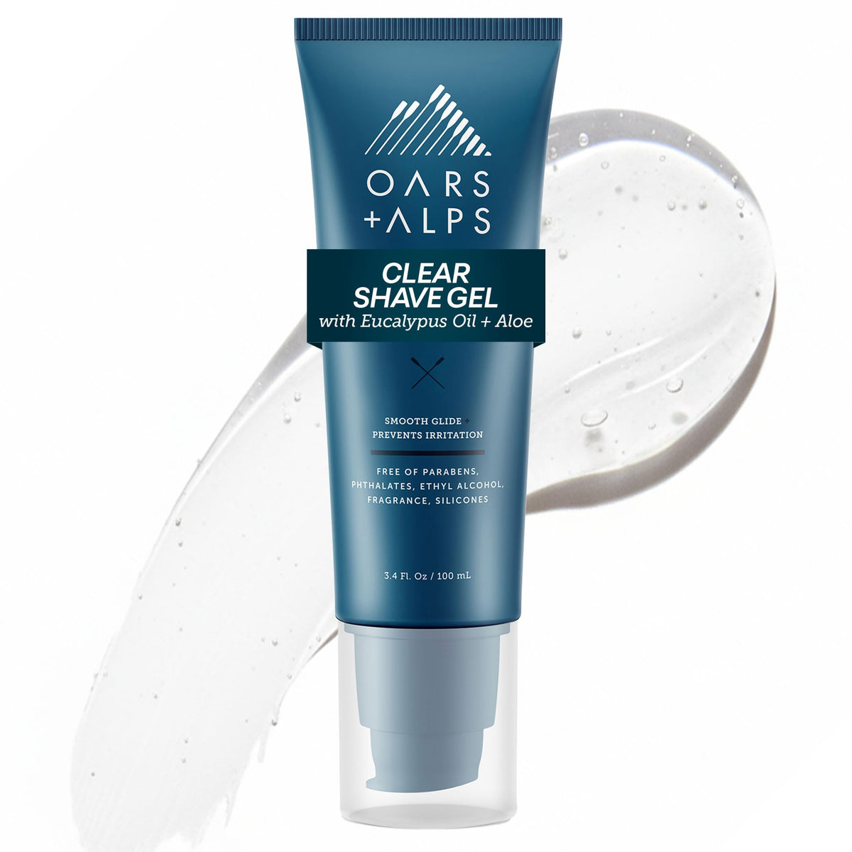 White Smoke Oars + Alps Hydrating Men's Clear Shave Gel, Cushioning, 1pk, 3.4oz