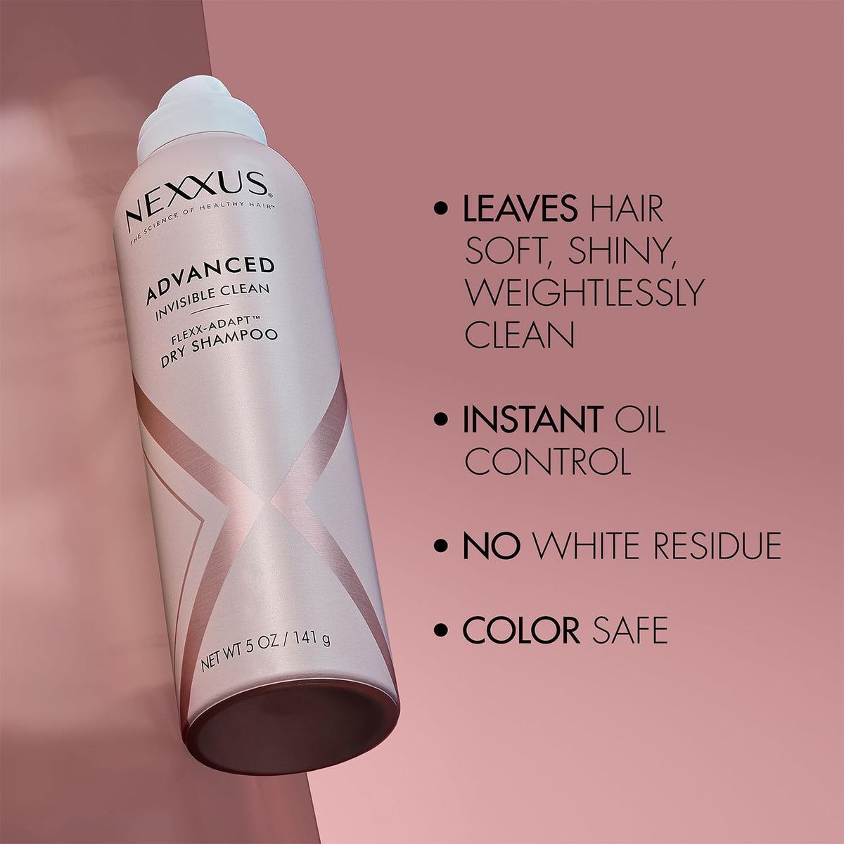 Rosy Brown Nexxus Dry Shampoo, Travel-Size, Advanced Invisible Clean – Instant Oil Control for Soft, Shiny Hair Between Washes, Rose & Waterlily Scent, variation