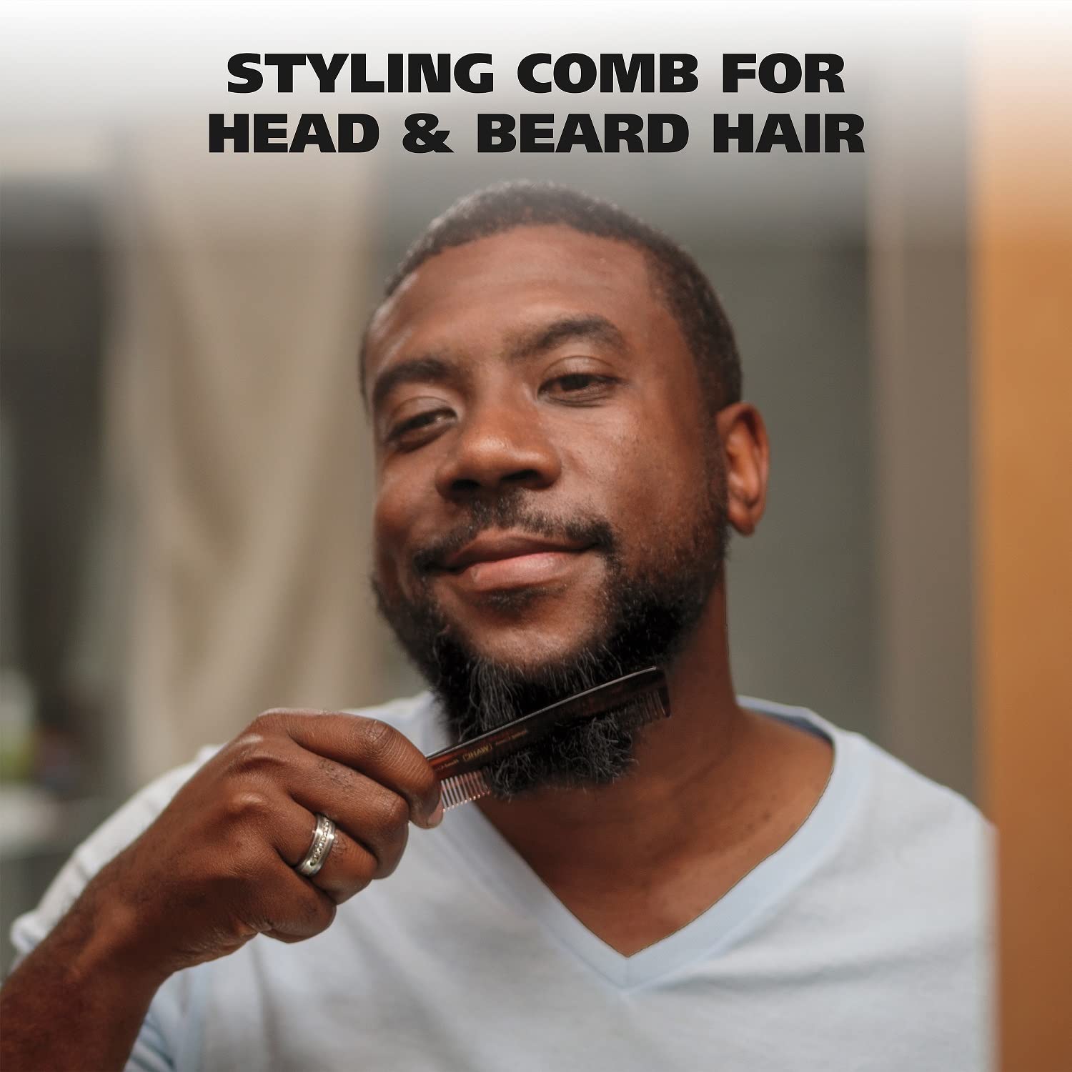 Dim Gray Wahl Beard, Mustache, & Hair Styling Comb for Men's Grooming - Handcrafted & Hand Cut with Cellulose Acetate - Smooth, Rounded Tapered Teeth - Model 3328