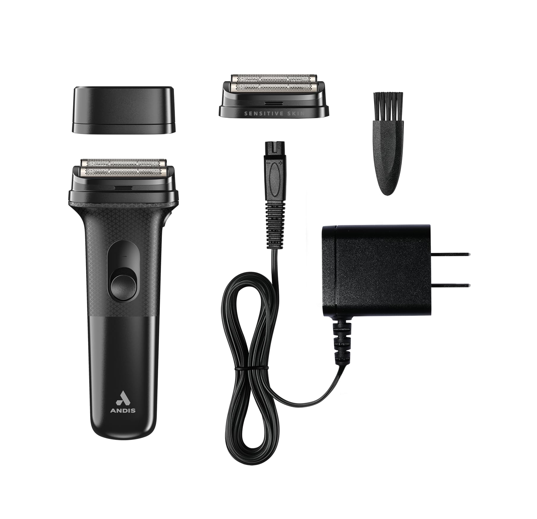 White Smoke Andis 17480 Inform Lithium-Ion Electric Foil Shaver with Sensitive Skin Foil Head, Rechargeable, 10,000 SPM, Includes Blade Brush, Black
