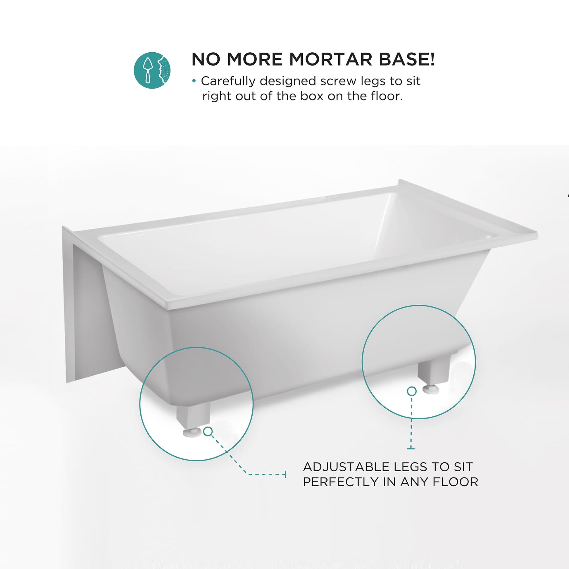 White Smoke Fine Fixtures Acrylic, Fiberglass Alcove Soaking Bathtub with Integral Apron Front in Glossy White - Right Hand Drain, 72" x 32"