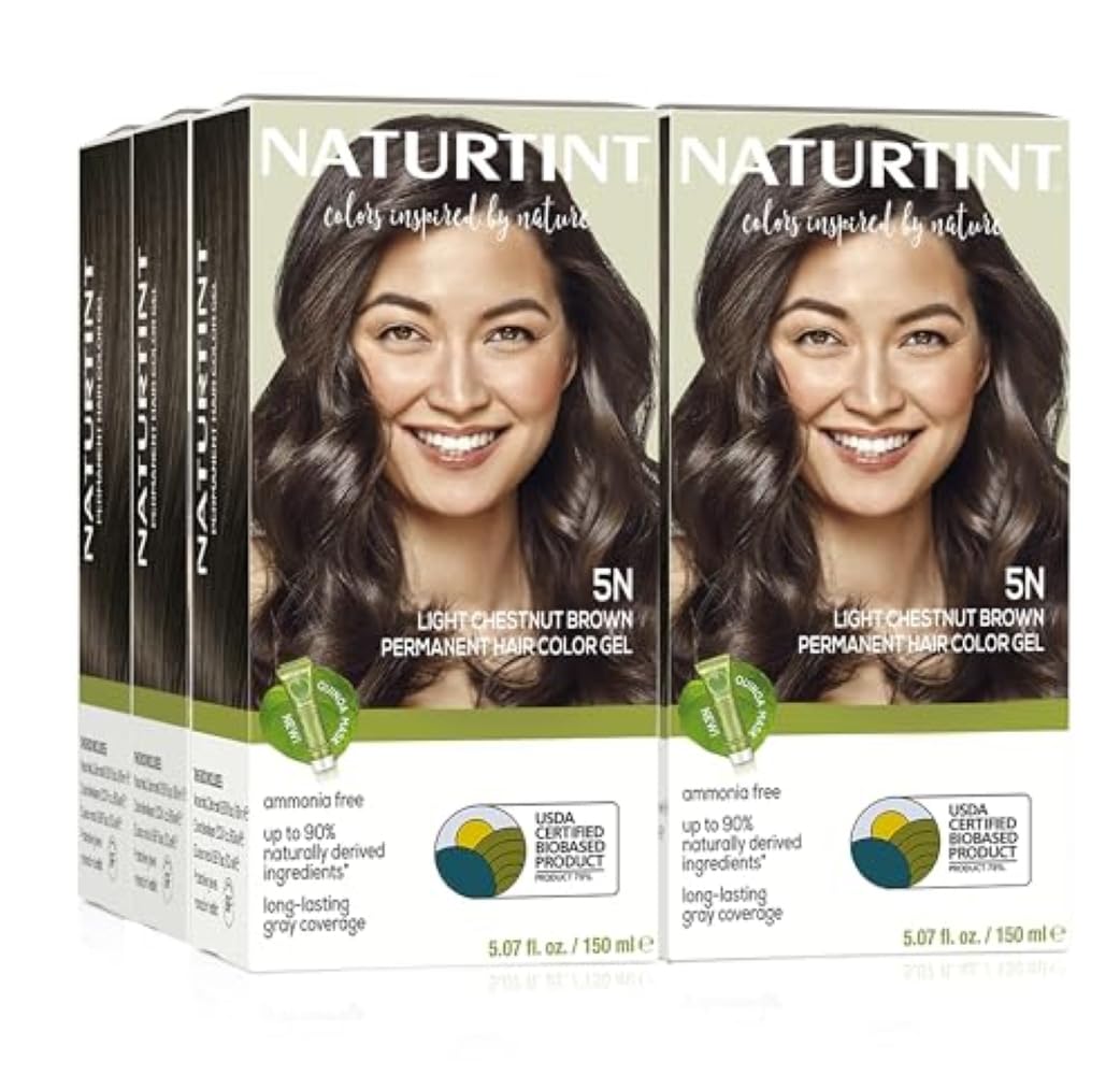 White Smoke Naturtint 5N Light Chestnut Brown Permanent Hair Color (Pack of 6), Ammonia Free, Vegan, Cruelty Free, up to 100% Gray Coverage, Long Lasting Results (Packaging may vary)