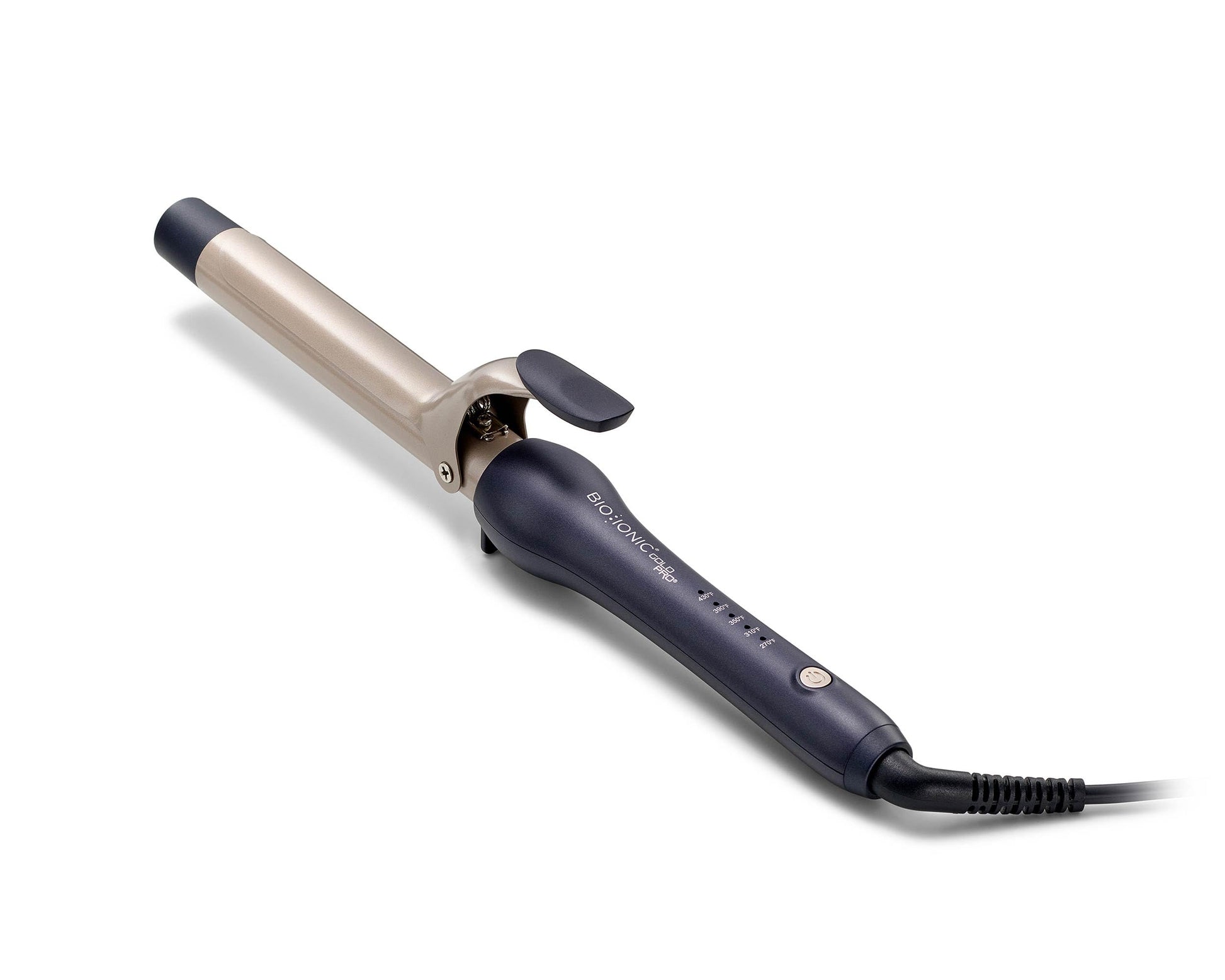 White Smoke Bio Ionic GoldPro 1" Curling Iron, Blue, Moisturising Heat & 24K Gold MX, New & Improved 15% Longer Barrel Ceramic Curling Iron, Adjustable Heat, Versatile Hair Styling Wand for Long-Lasting Curls