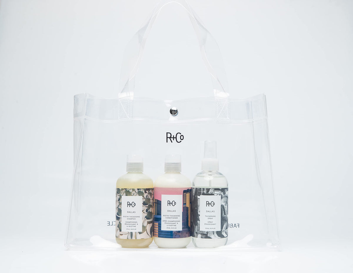 Lavender R+Co Dallas Thickening Kit, Shampoo, Conditioner & Spray