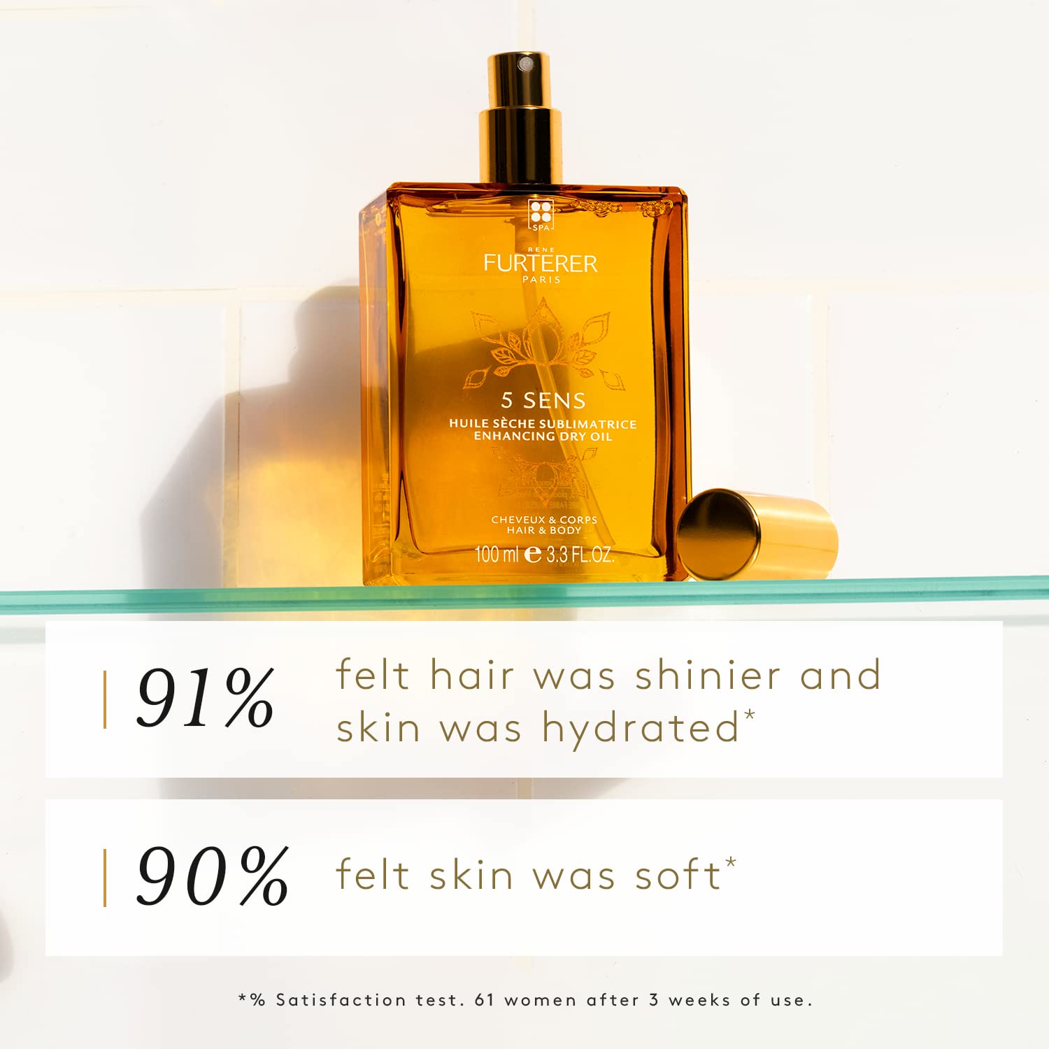 White Smoke Rene Furterer 5 SENS Enhancing Dry Oil - Multi-Purpose for Hair & Skin - With Jojoba Oil - Spray - 3.3 fl. oz.