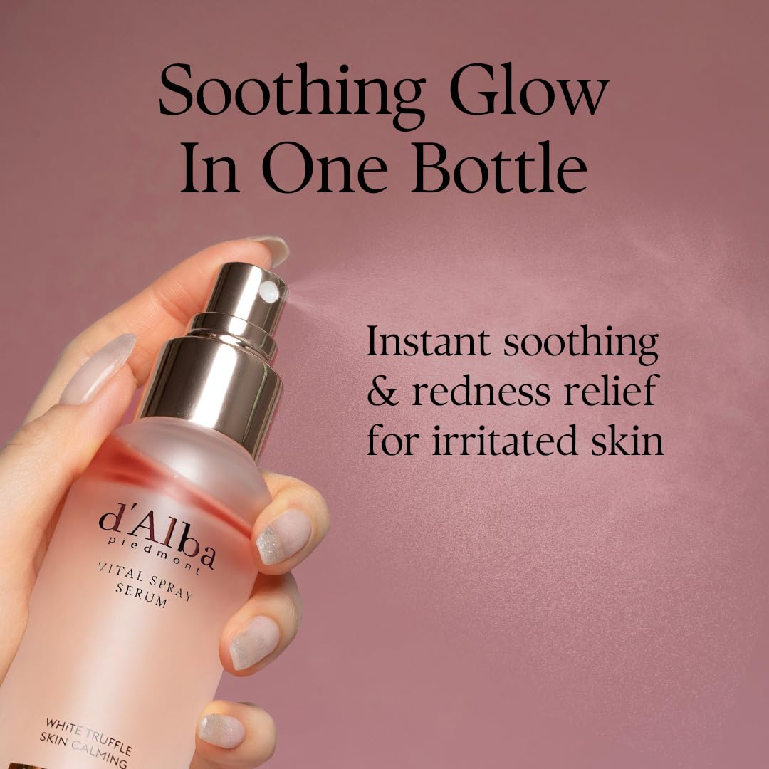 Dim Gray [2 Bottles] d'alba Piedmont Italian White Truffle Vital Spray Serum, Vegan Skin Care, Calming and Hydrating Facial Mist for Red and Sensitive Skin, Glow, Korean Skincare (total 6.76 fl oz.)