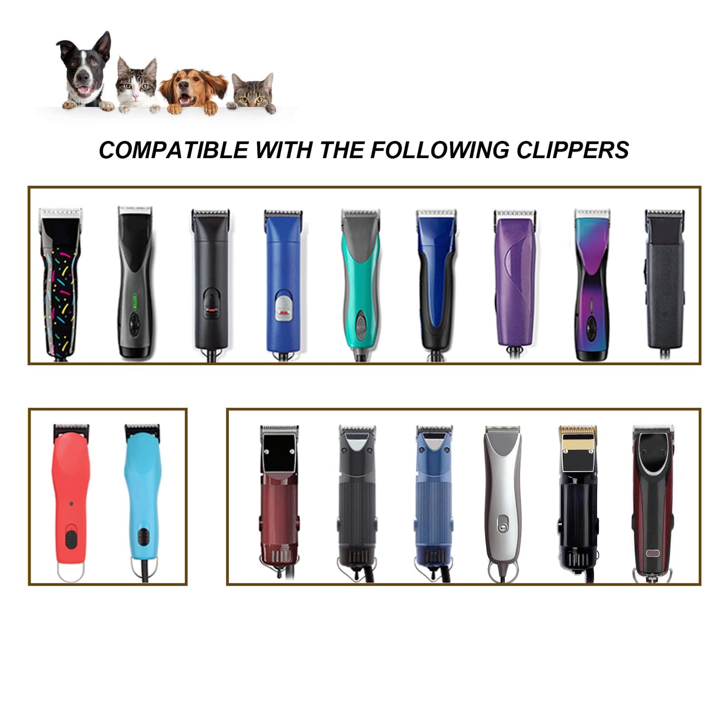White Smoke Size 30W+10W+7FW+5FW+4FW Wide Detachable Pet Dog Grooming Blades Kit,Compatible with Andis,Oster A5,Wahl km10 Clippers,5 Pack