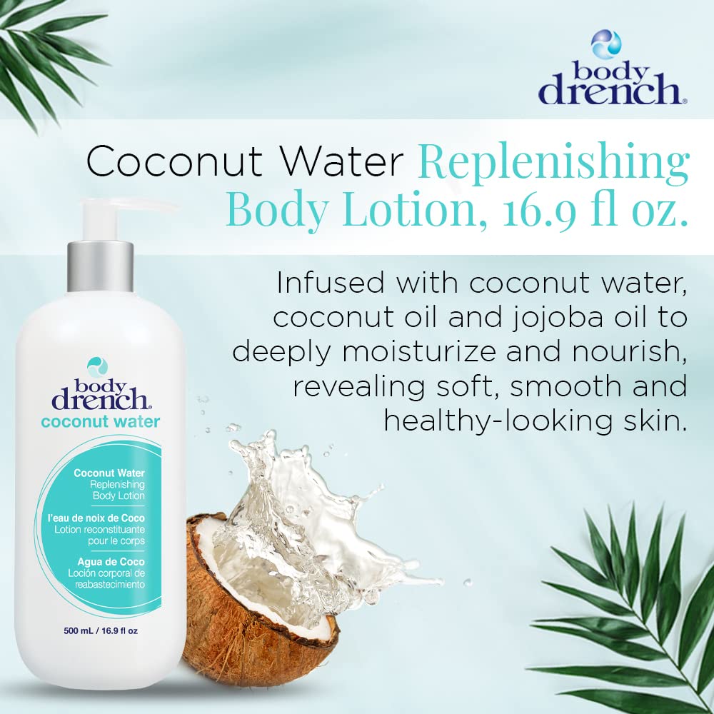 Lavender Body Drench Body Lotion for Women, Coconut Water – Hydrating Coconut Lotion for Dry Skin, Moisturizer Skin Care, 16.9 fl oz
