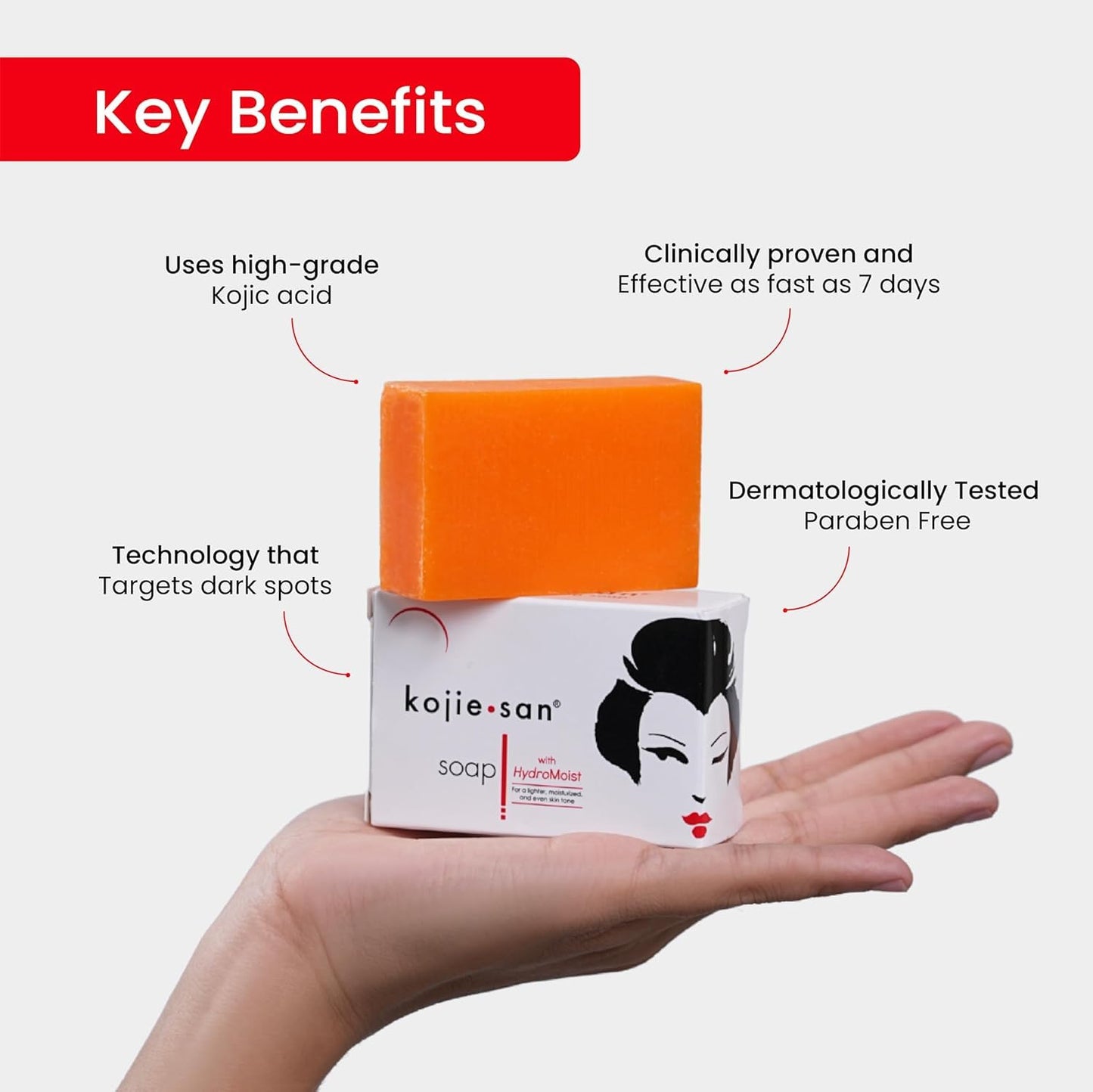Lavender Kojie San Skin and Body Soap – Original Kojic Acid, Soap Bar with Coconut & Tea Tree Oil – 3 x 65g Bars
