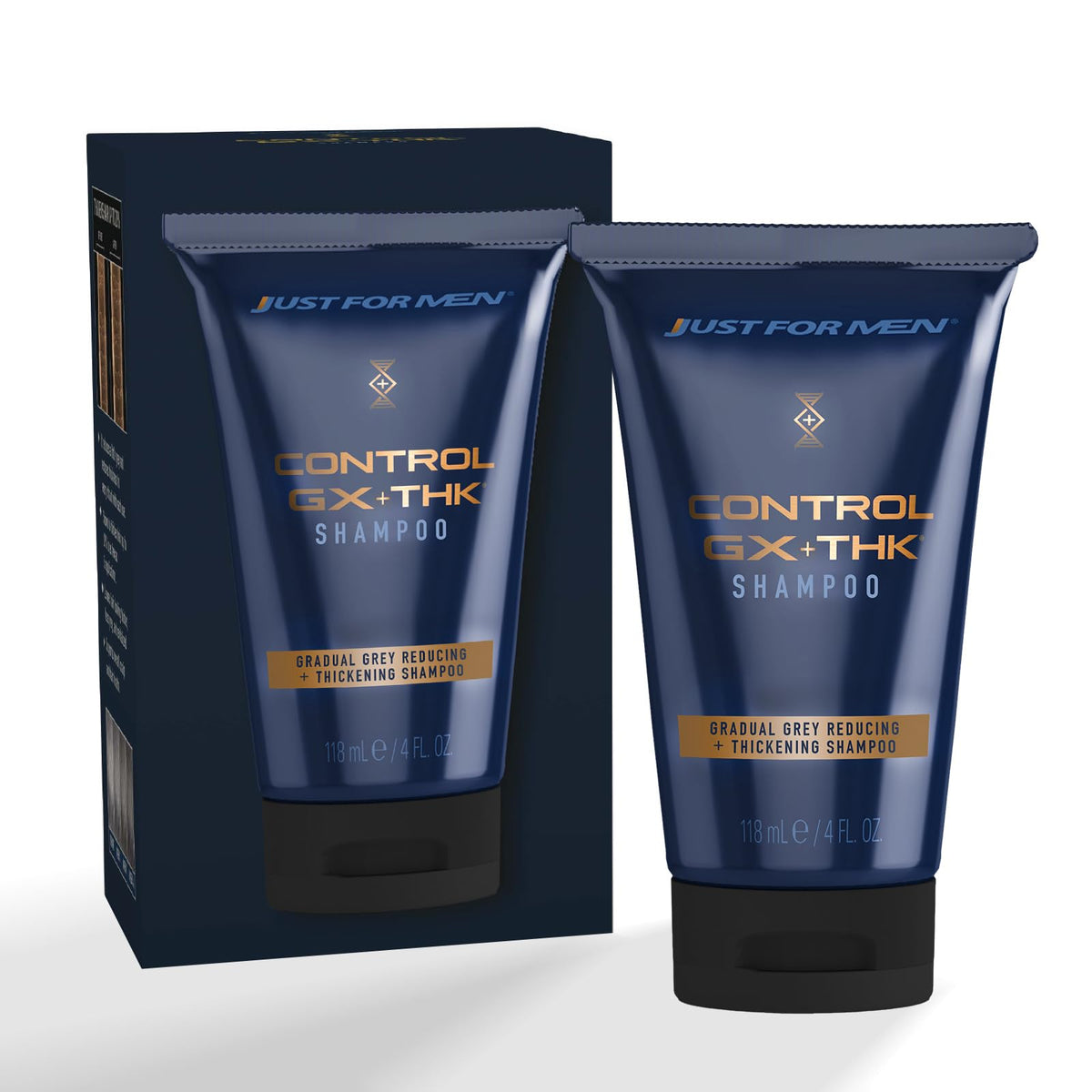 White Smoke Just for Men Control GX + THK Thickening Shampoo, Grey Reducing, 4 Fl Oz