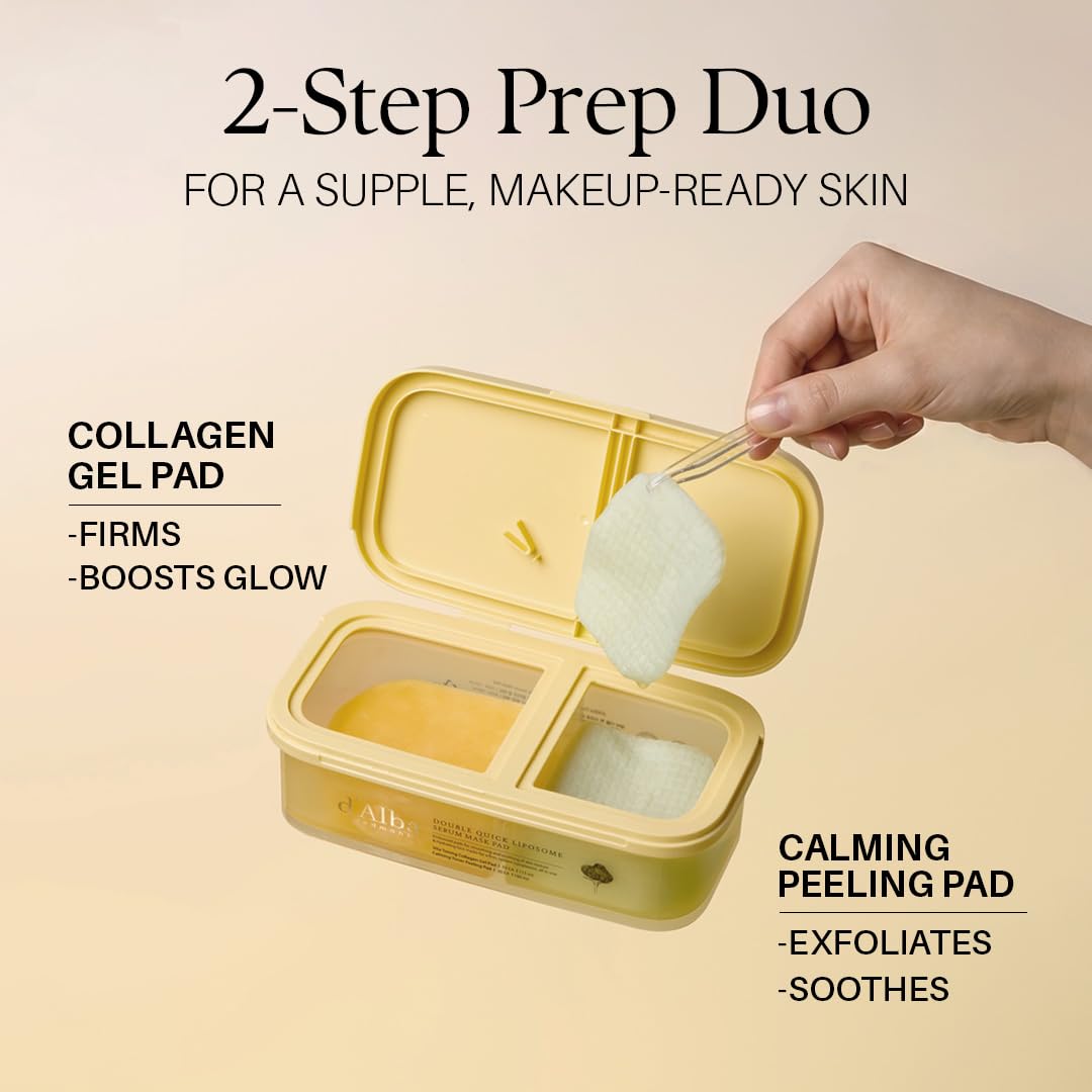 Peach Puff d'alba Piedmont Double Quick Liposome Serum Mask Pad, 70 Gel+30 Peeling Pad