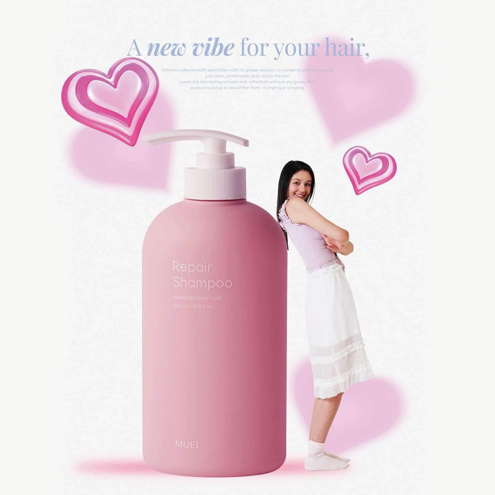 White Smoke MUEI Repair Hair Shampoo - Korean Hair care with Self Hair Salon Care for Extremely Damaged Hair | Regrowth hair | probarrier ceramide | Protein | Propolis, 16.9 fl.oz