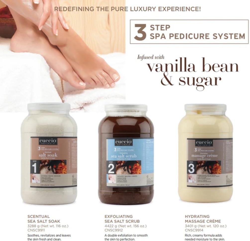 White Smoke Cuccio Naturale Scentual Salt Soak 116 oz – Vanilla Bean & Sugar – Step 1 Spa Pedicure System – Hydrating Exfoliating Foot Soak with Sea Salts – Softens, Soothes & Refreshes Skin – Resealable Tub