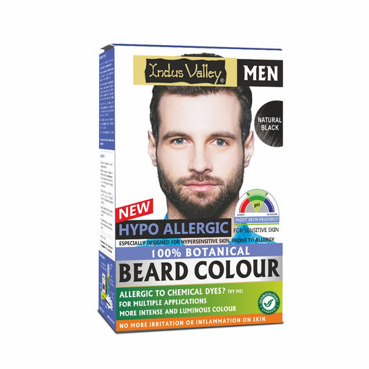 White Smoke Indus Valley 100% botanical Hypo Allergic Beard Color for Men, Men's Natural Beard Hair Coloring Kit, Amonia & PPD Free Made up of 8 Organic Ingredients, Vegan Free (100g+ 15ml)(Black)