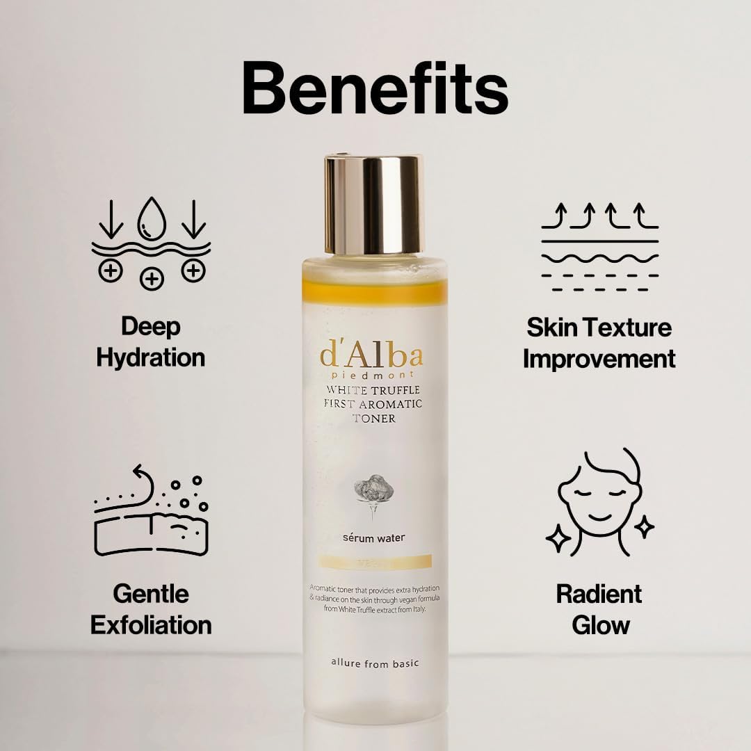 Antique White d’Alba Italian White Truffle First Aromatic Toner, Vegan Skincare, Gentle Hydrating Toner with White Truffles, Weakly Acidic, Skin Texture Enhancement, Surfactant Free (5.24 fl oz.)