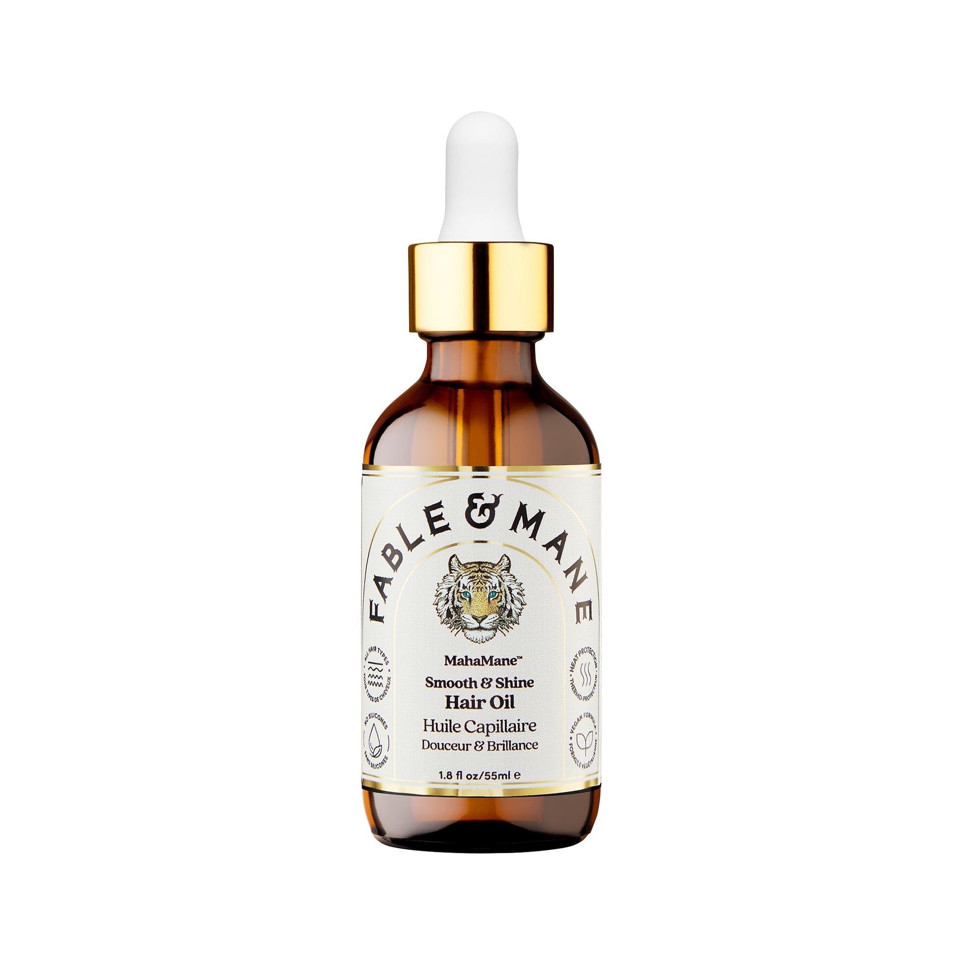 White Smoke Fable and Mane MahaMane Smooth & Shine Hair Serum - Protective Oil Treatment for Dry, Damaged Hair. 1.8FL oz