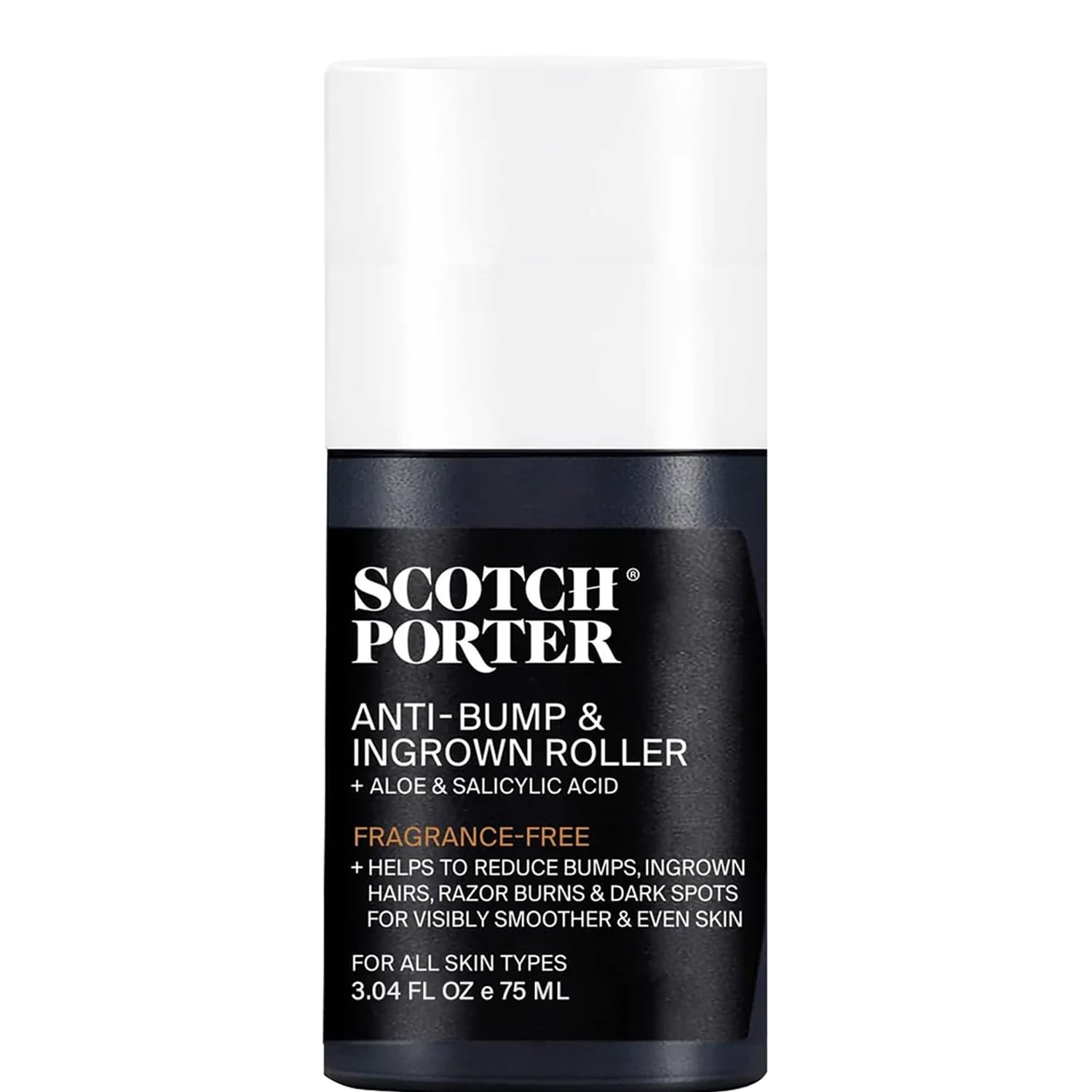 Black Scotch Porter Anti-Bump & Ingrown Roller for Men – Treats Razor Bumps & Ingrown Hairs with Aloe Vera & Salicylic Acid – For Smooth, Balanced Skin – 3.04 oz.