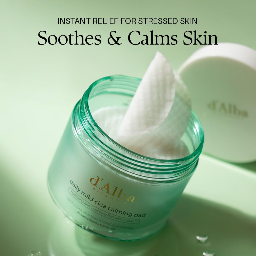 Light Gray d'alba Piedmont Daily Mild Cica Calming Pad, Calming and Soothing Pads, Gentle Exfoliation