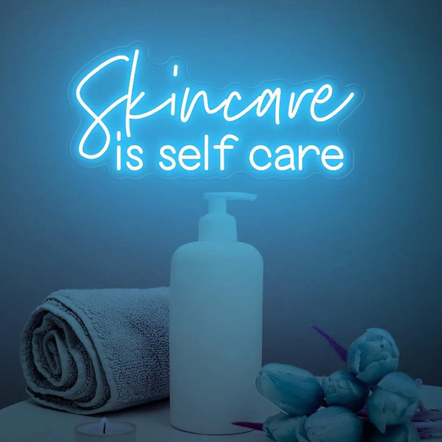 Dark Slate Blue Skincare Is Self Care Neon Sign,Beauty Room Neon Decor,Spa Salon Neon Lights,Esthetics Salon Wall Light,Esthetician Wall Decor,Skincare Wall Sign