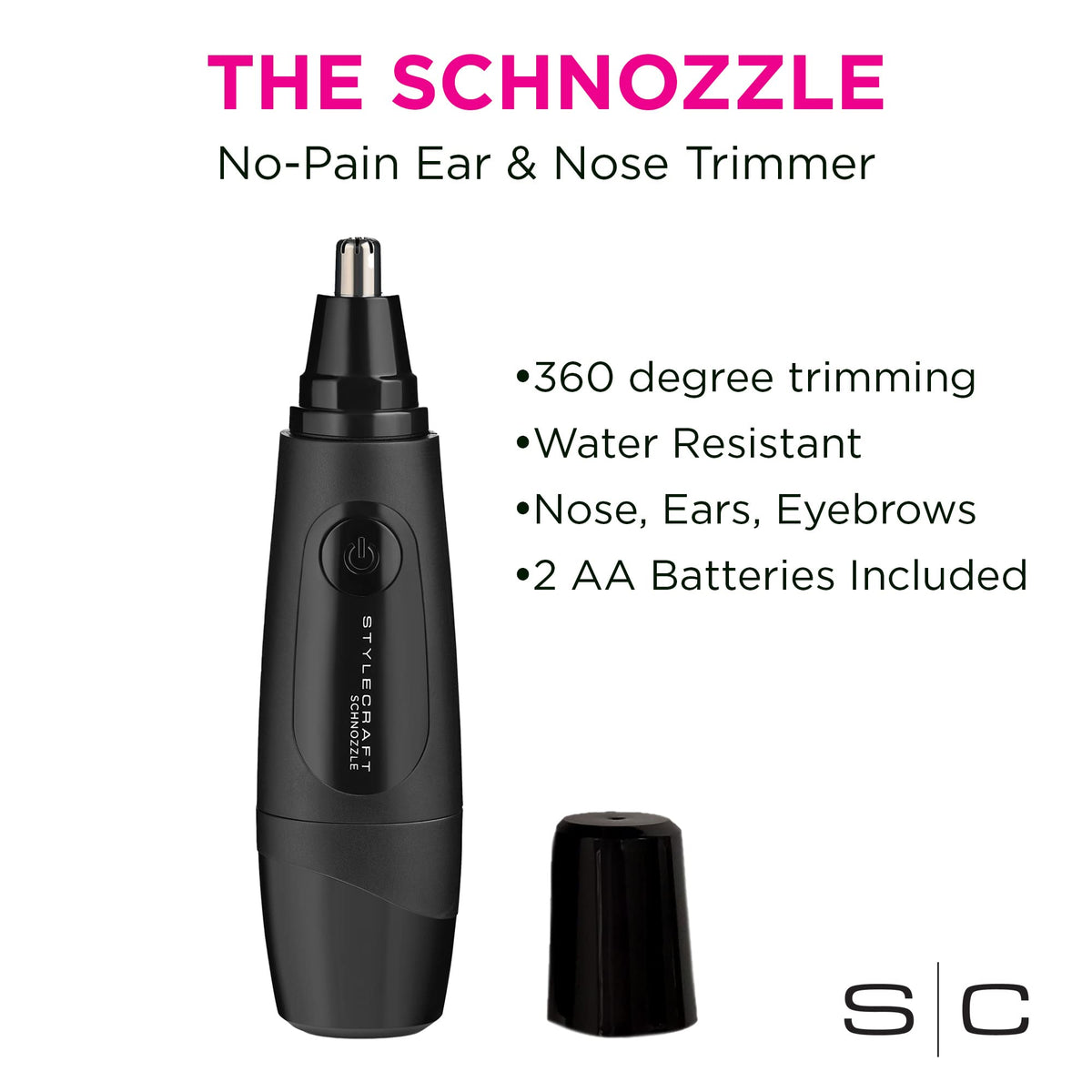 White Smoke STYLECRAFT Schnozzle Cordless Water Resistant Nose & Ear Trimmer