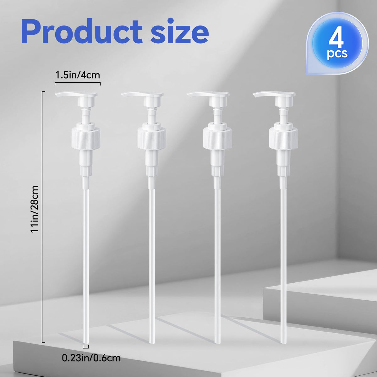 Light Gray 4 Pack Liter Pump Compatible with Biolage Shampoo and Conditioner 33.8 oz Bottles, Dispensing Pump for Shampoo 1 L/33.8 Fl Oz Bottle Pumps Dispenser