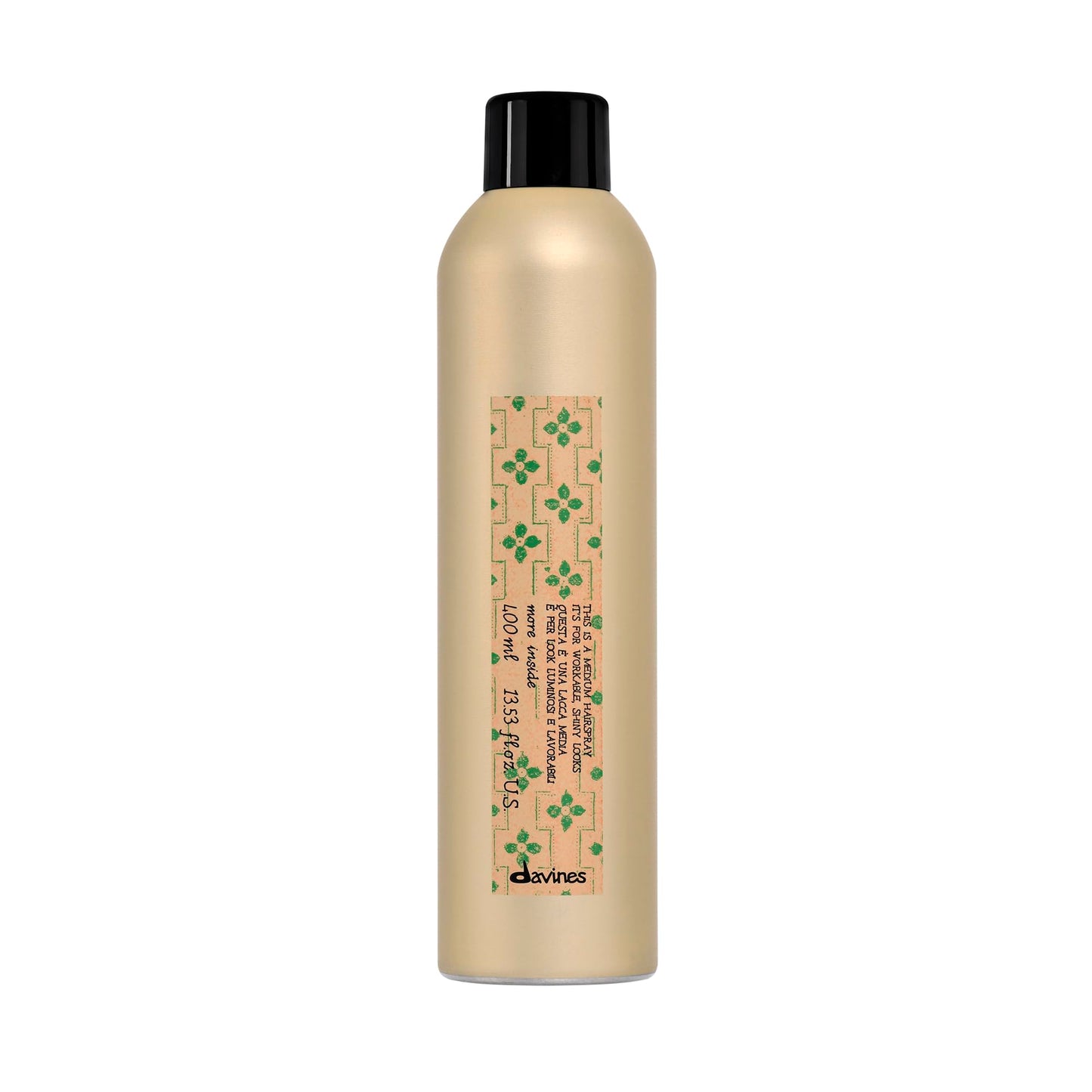 Tan Davines This Is A Medium Hairspray, Easy To Brush Out, No Residue, Medium Hold Hairspray For All Hair Types, 12 Fl. Oz.