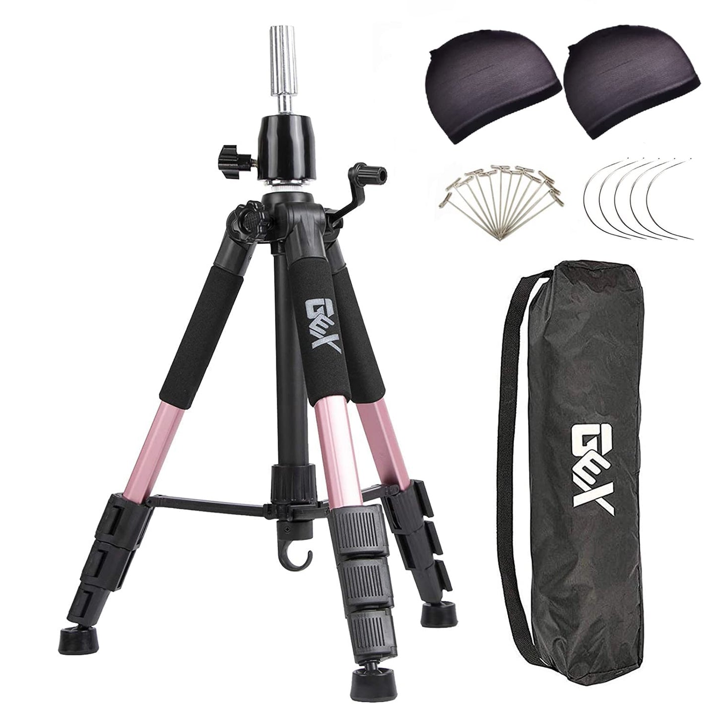 White Smoke GEXWORLDWIDE GEX 55" Mannequin Tripod Stand Canvas Block Training Doll Manikin Head Wig Stand for Cosmetology Hairdressing (Rose Gold)