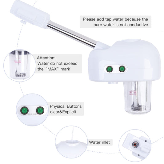 White Smoke Facial Steamer, Professional Face Steamer for Facial Deep Cleaning, Hot Mist Steam Esthetician Machine for Personal Home Beauty Salon Spa Skin Care