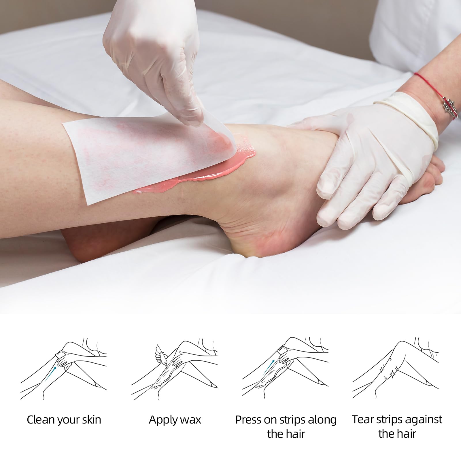 White Smoke 500Pcs Non Woven Wax Strips Soft Waxing Paper Sheets for Body Facial Hair Removal (7.8" x 2.8" and 3.9" x 1.5")