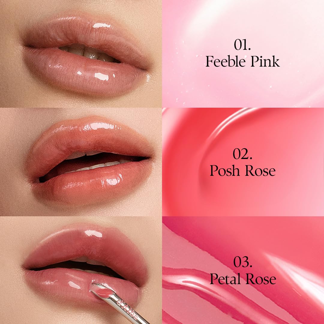 Misty Rose Lip Volumizer 3-Color Gift Set (Feeble Pink, Posh Rose, Petal Rose) , Hydrating Lip Gloss, Fuller Lips, Juicy & Glossy Finish, Vegan Ceramide & Vitamin C & E (0.17 fl oz. x 3)