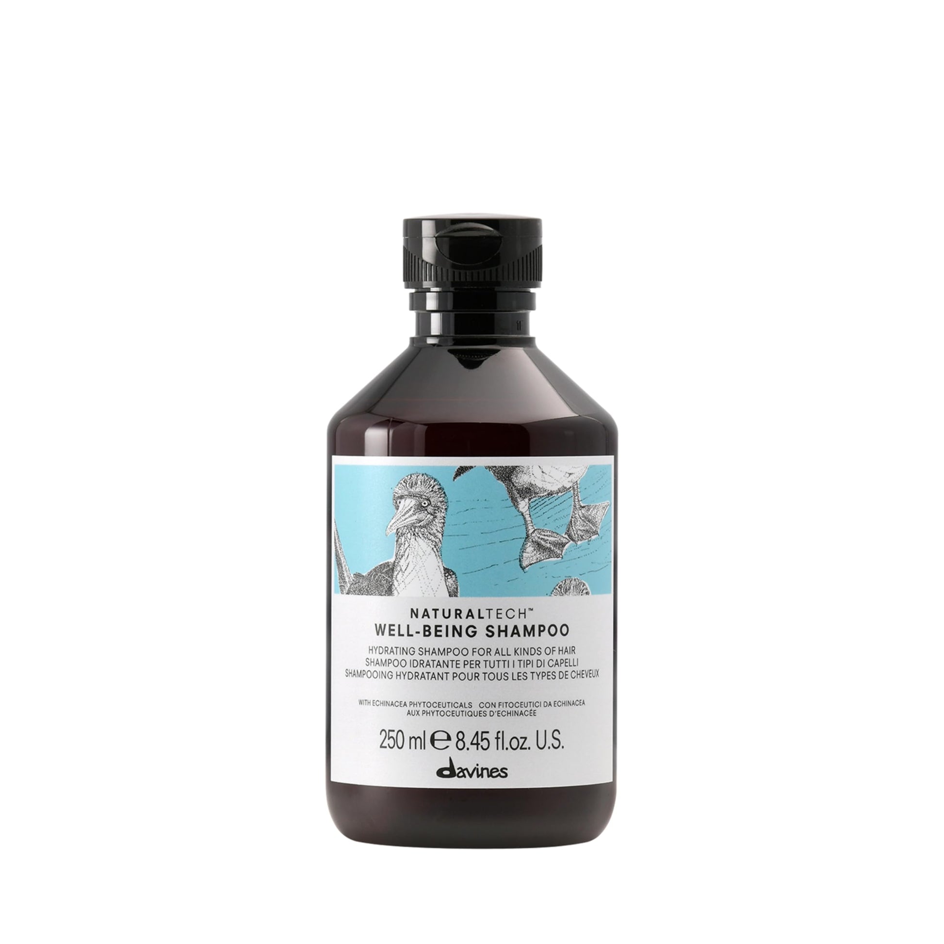 White Smoke Davines Naturaltech Wellbeing Shampoo, Gentle Cleansing & Hydrating for All Hair Types - With Echinacea Phytoceuticals - Daily Cleanser for Scalp Health, 8.45 Fl Oz