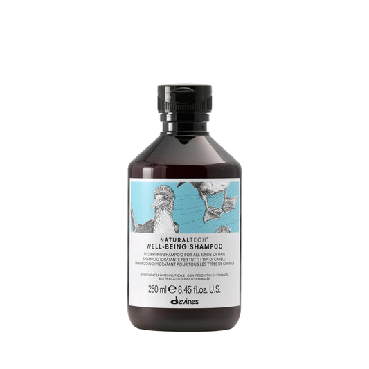 White Smoke Davines Naturaltech Wellbeing Shampoo, Gentle Cleansing & Hydrating for All Hair Types - With Echinacea Phytoceuticals - Daily Cleanser for Scalp Health, 8.45 Fl Oz