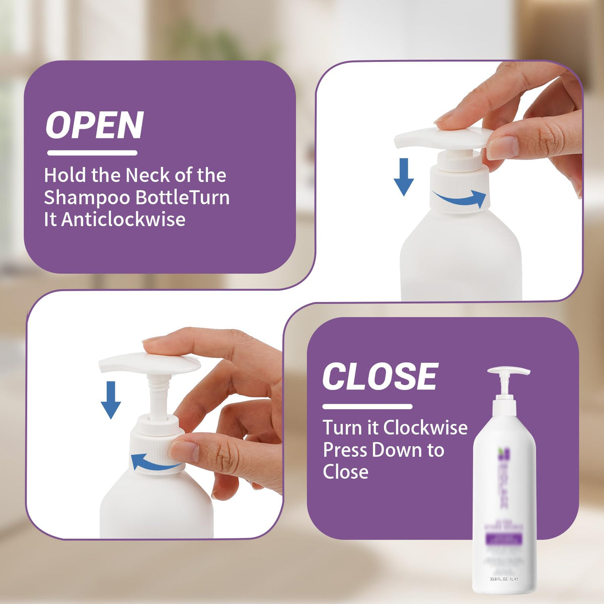 White Smoke 3-Pack Shampoo&Conditioner Liter Pump Compatible with Biolage 33.8oz Bottle