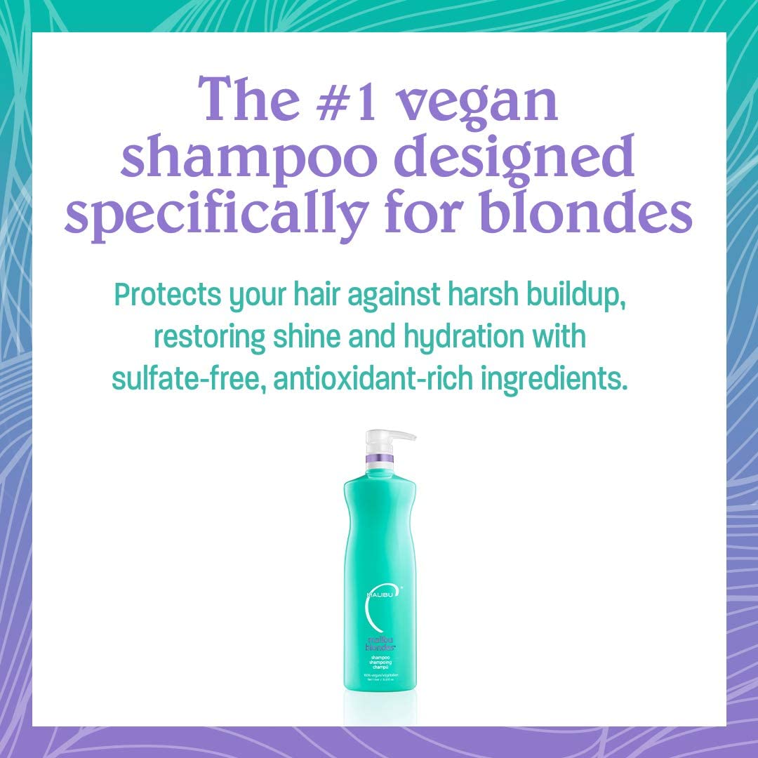 White Smoke Malibu C Blondes Enhancing Shampoo - Sulfate-Free Purple Shampoo for Blondes - Helps Preserve Highlights & Remove Brassiness - Moisturizing & Revitalizing Hair Care (33.8 oz)