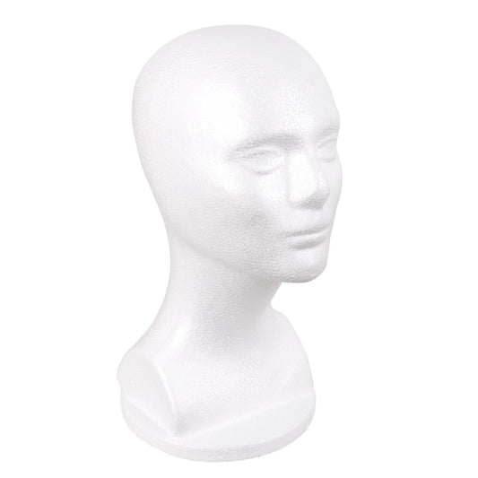 White Smoke MapofBeauty Male Foam Mannequin Head Styrofoam wig Display Stand Hats Masks Wigs Making Styling Manikin Head (White)